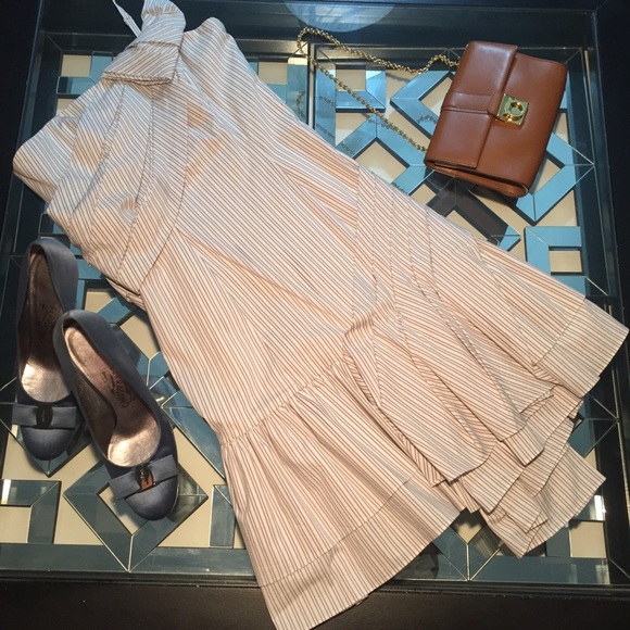 NWOT Auth Betsey Johnson Grey Striped Dress 2 - Picture 2 of 5