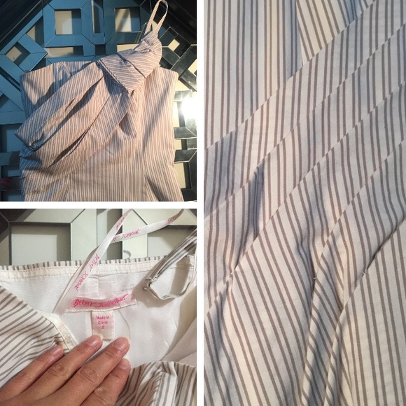 NWOT Auth Betsey Johnson Grey Striped Dress 2 - Picture 4 of 5