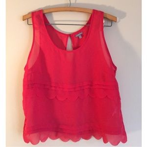 Ruffled Red Sleeveless Blouse