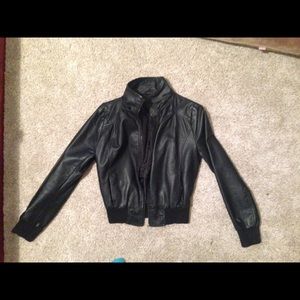 Leather bomer jacket