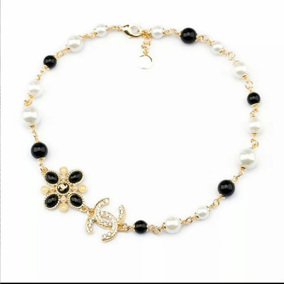 Sold -New Stylish Black, Gold, Pearl Choker