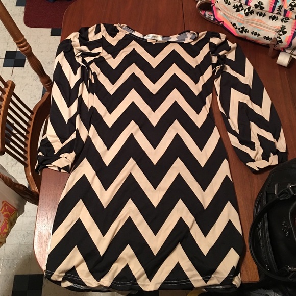 Chevron bell sleeve dress