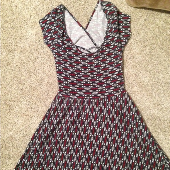 Cut out red, grey, and black dress