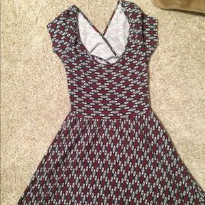 Cut out red, grey, and black dress