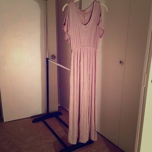 Taupe V-Neck Maxi Dress