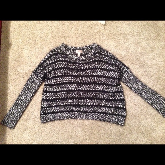 Fuzzy black and white sweater