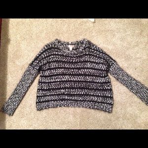 Fuzzy black and white sweater