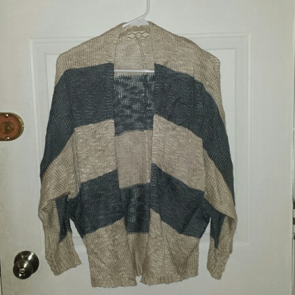 Cream and blue striped cardigan