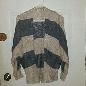 Cream and blue striped cardigan