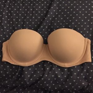 nude vs strapless push up bra & cream cardigan