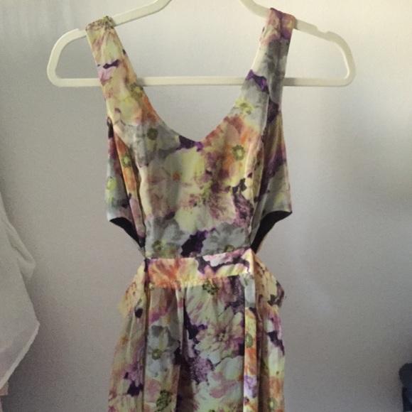 Pastel Multi Colored Flower Chiffon Dress