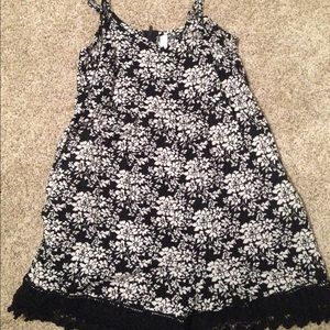 Black and white romper with blank lace on bottom