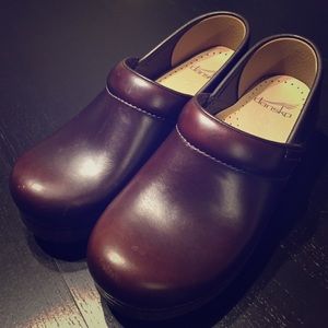 Dansko brown clogs.