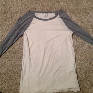 Grey and white baseball tee