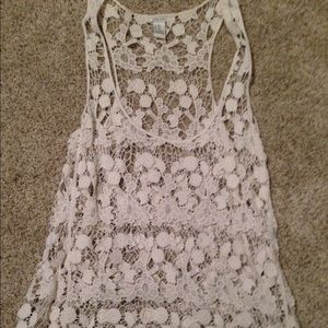 Cream crochet tank top