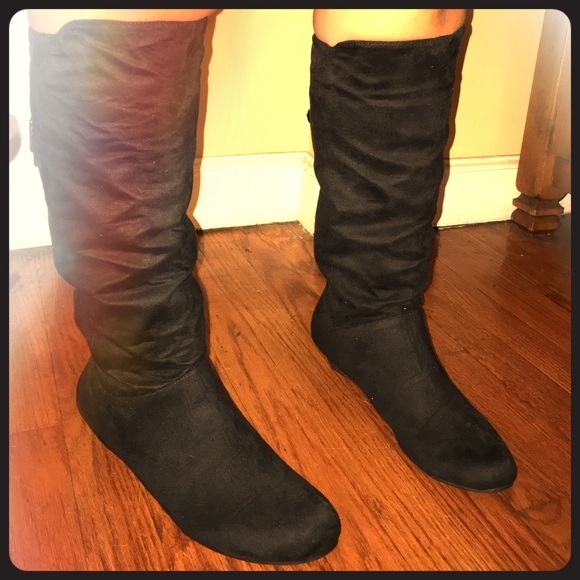 Black suede boots
