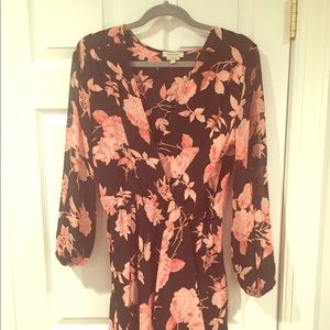 Long sleeve black wrap dress