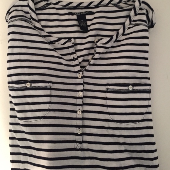 Lucky brand 3/4 sleeve stripped tee size medium