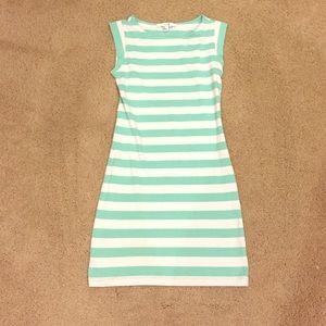 Striped bodycon cap sleeve dress