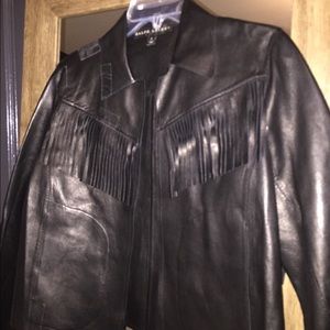 Black Leather Fringe Ralph Lauren Jacket