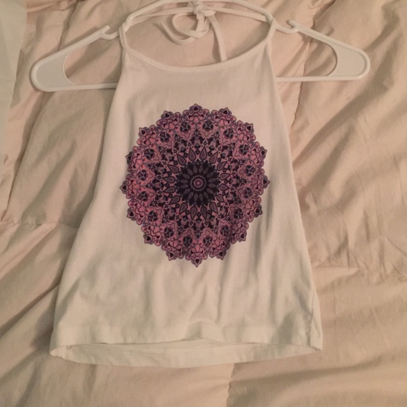 Brandy Melville white and purple sachi halter top