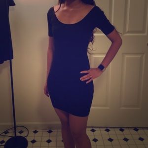 Black mini backless dress