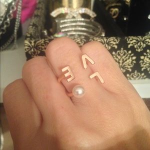 Rose gold double pearl ring adjustable