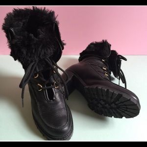 Hunter Eveline Faux Fur Black Boots