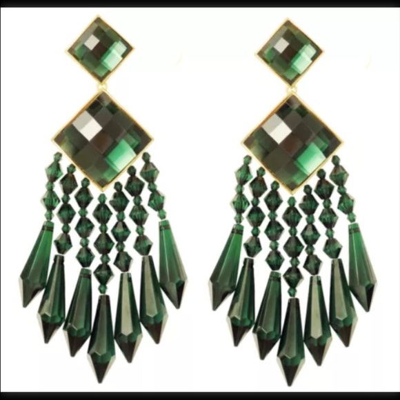 H&M X Balmain Emerald Green Earrings.