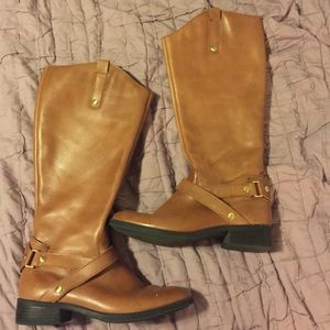 Tan leather riding boots
