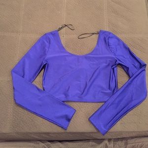 Blue shiny crop top