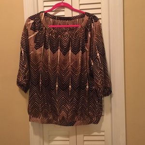 The Limited brown printed 3/4 sleeve blouse.