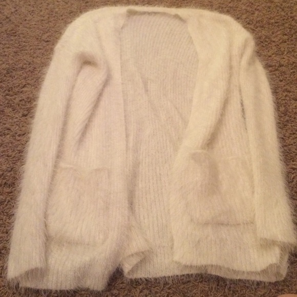 Fluffy white cardigan