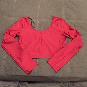 Red shiny crop top