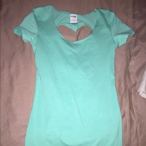 PINK teal back heart cut out short tight dress