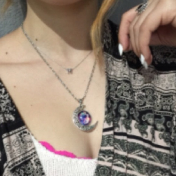 Galaxy Moon Necklace - Picture 2 of 4