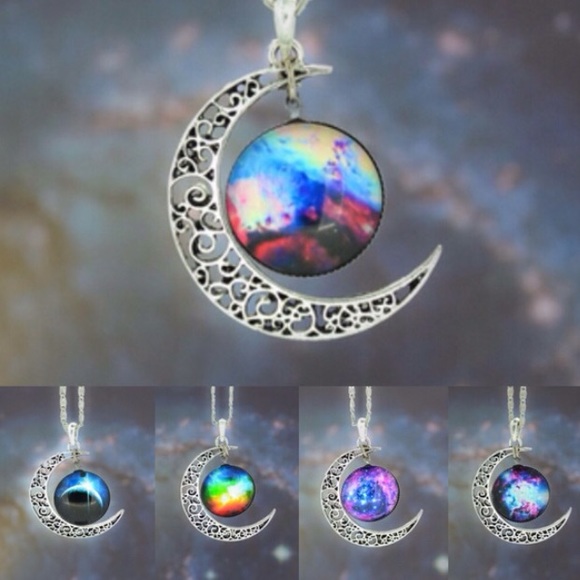 Galaxy Moon Necklace - Picture 3 of 4