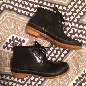 BOGS Short Ankle Lace Up Black Rainboots Rubber