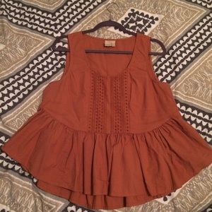 Anthropologie Orange Pumpkin Peplum Top Eyelets 12
