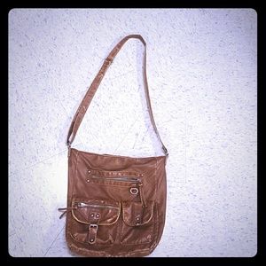 Tan leather over-the-shoulder purse