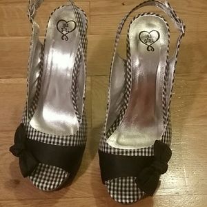 Black and white checkered heels