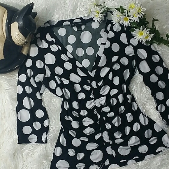 INC Black/White Polka Dot Blouse