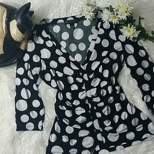 INC Black/White Polka Dot Blouse