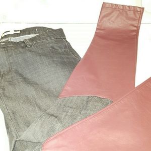 BCBGen Black Jean/Maroon Leather Skinny Pants