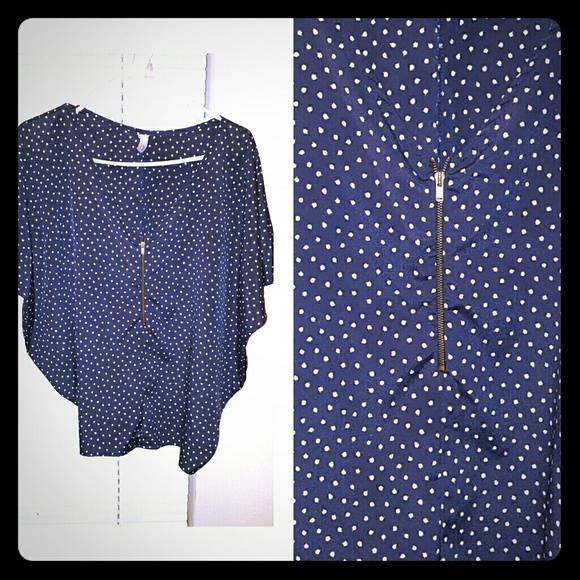 Navy Blue & Cream Patterned Top