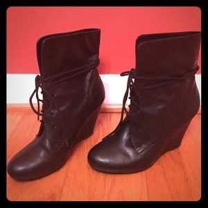 Nine West Laced Wedge Boots