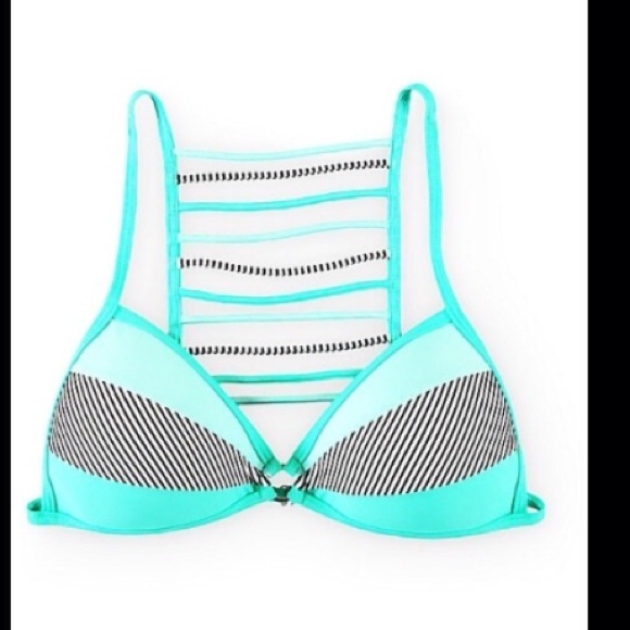 Mint Colorblock Push Up Bikini Top - Picture 3 of 8