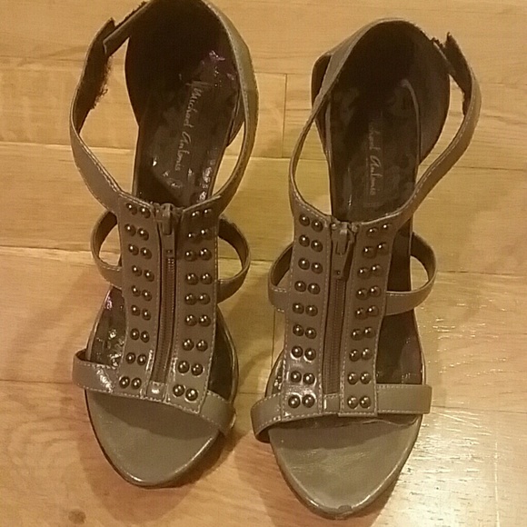 Gray studded heels