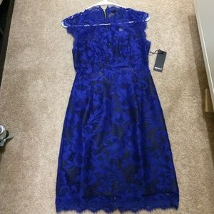 Forever 21 royal blue & black faux leather dress