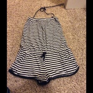 blue and white romper